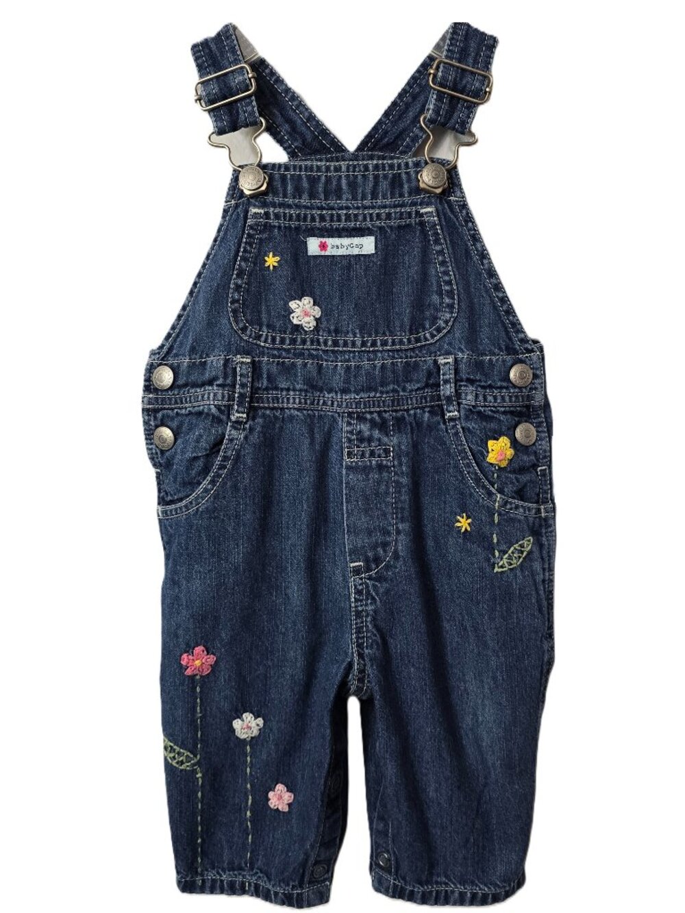 Vintage Baby GAP Denim Overalls 3 6 month Embroidery Flower Fall Pumpkin Y2K 90s